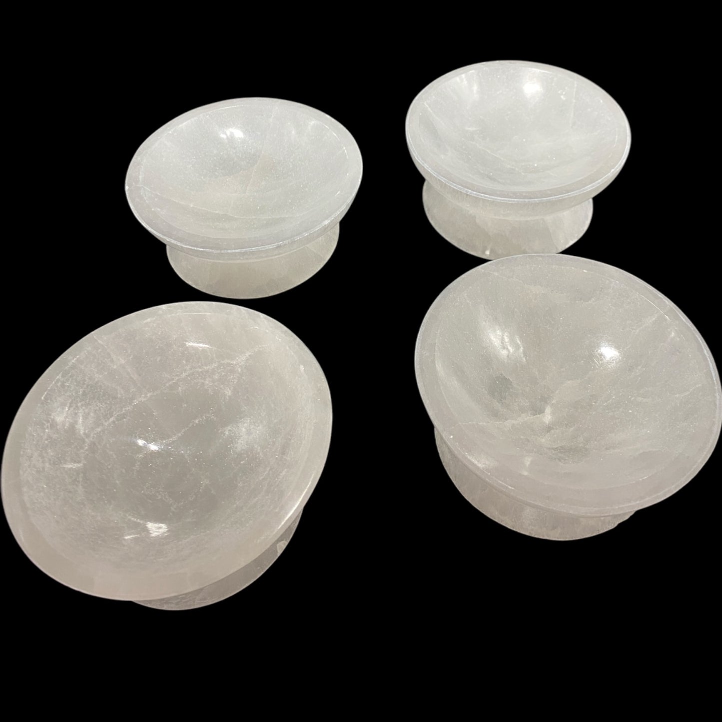 Selenite bowl on stand  10cm