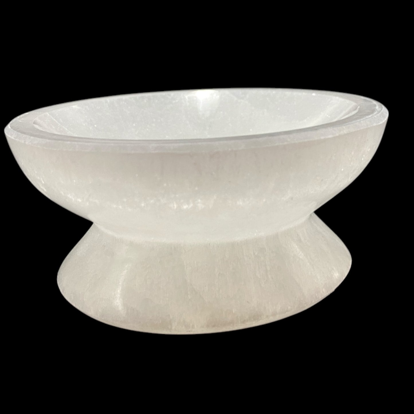 Selenite bowl on stand  10cm