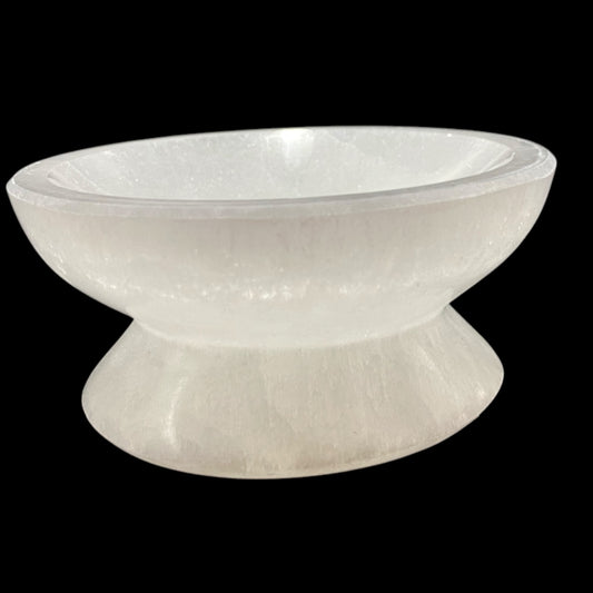 Selenite bowl on stand  10cm