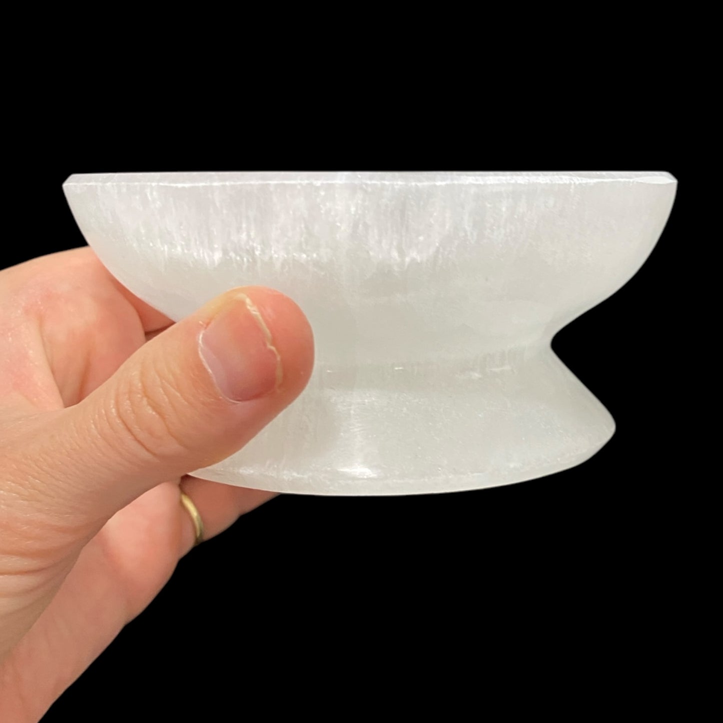 Selenite bowl on stand  10cm