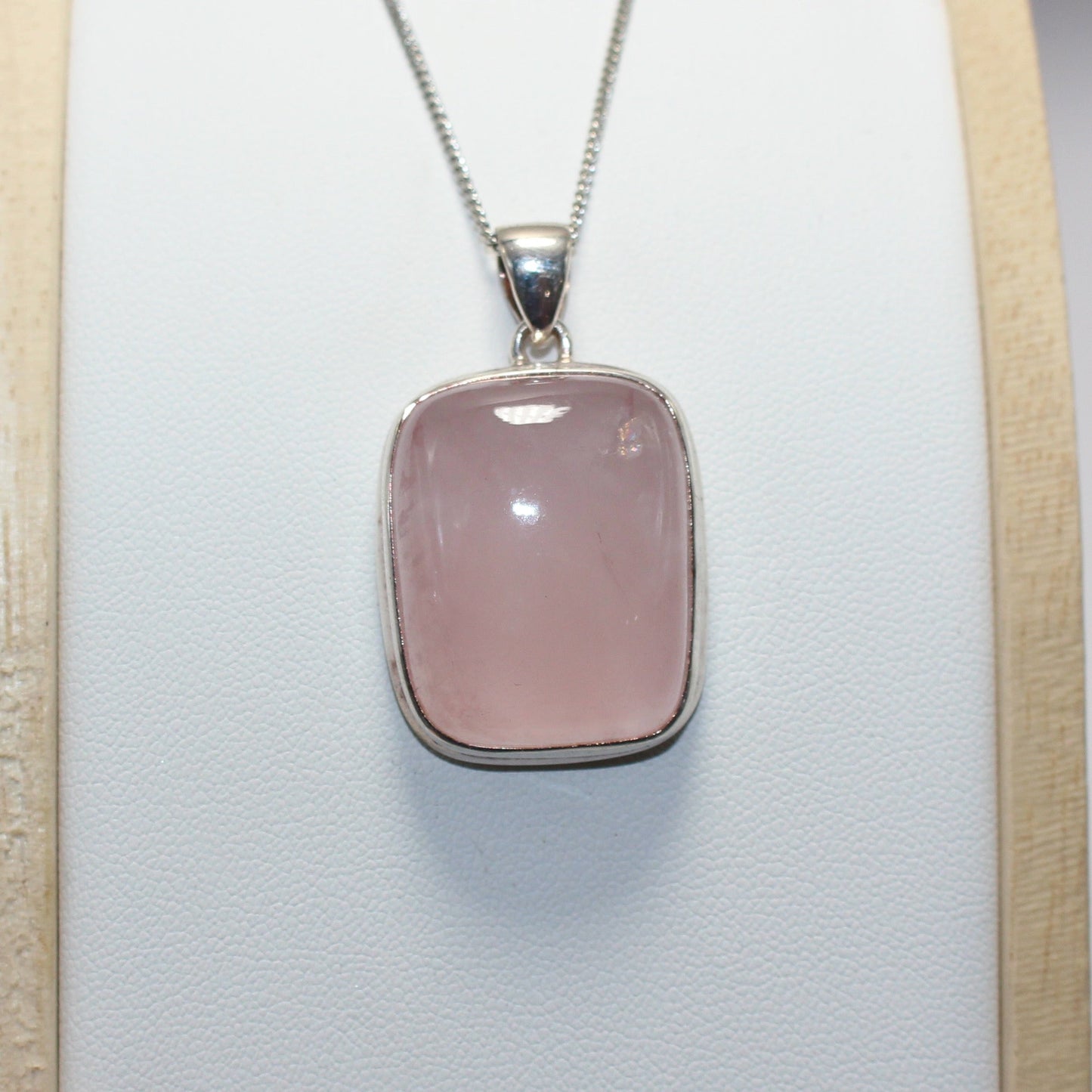 Rose quartz sterling silver pendant
