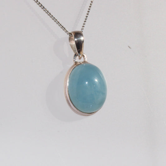 Aqua marine sterling silver pendant 18mm x 15mm