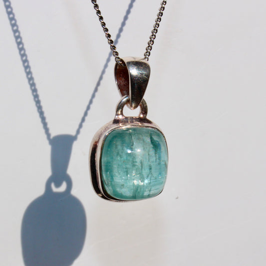 Kyanite Pendant 12mm square sterling silver