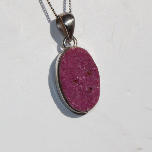 Cobalt calcite sterling silver oval pendant