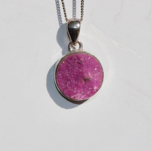 Cobalt Calcite sterling silver pendant rare