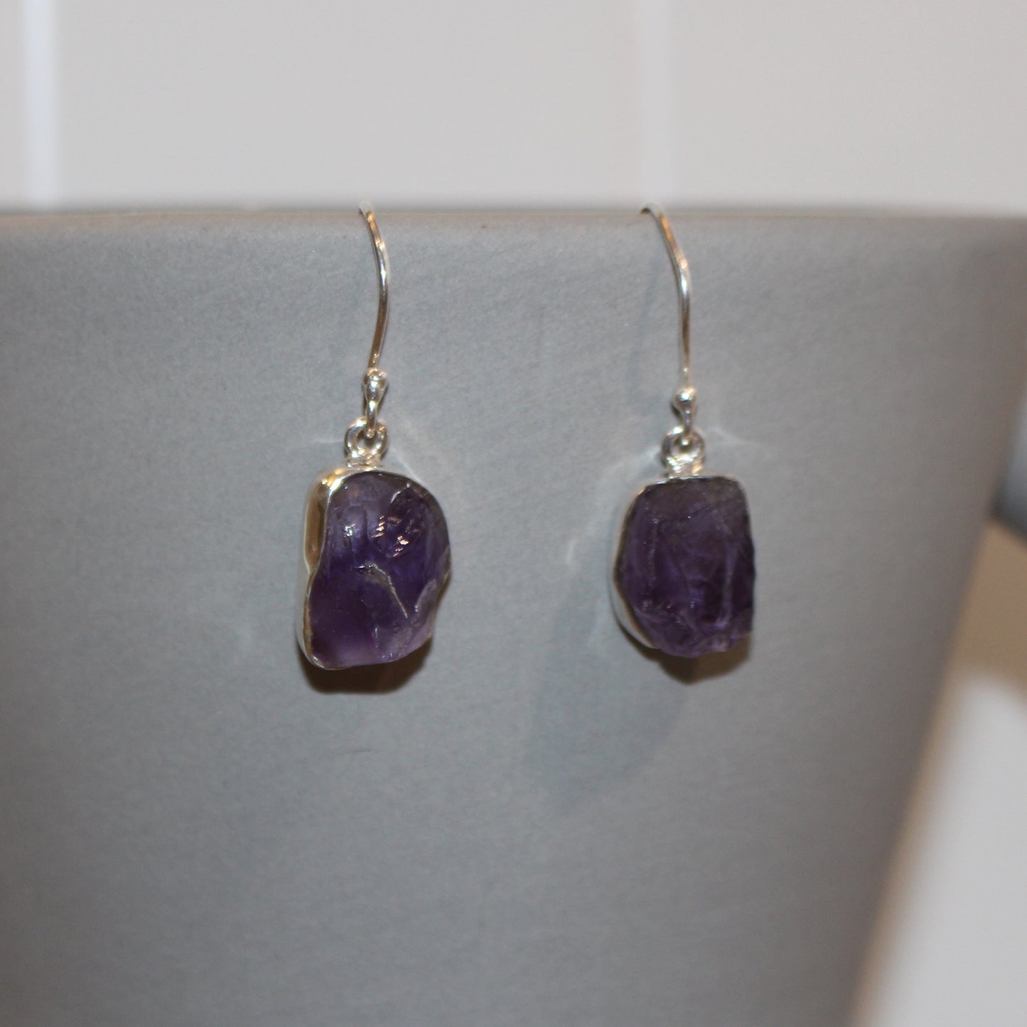Amethyst natural cut drop earrings
