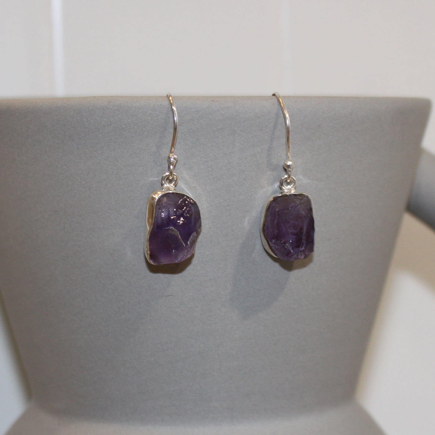 Amethyst natural cut drop earrings