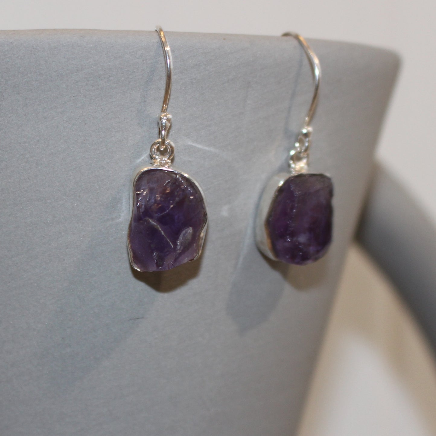 Amethyst natural cut drop earrings