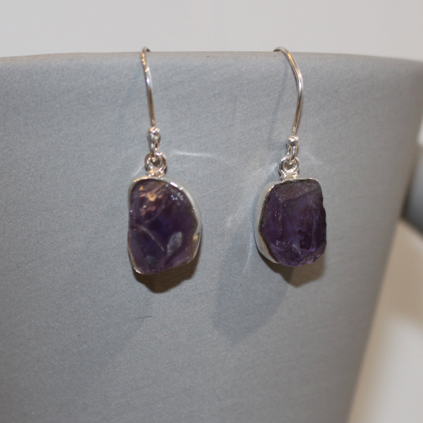 Amethyst natural cut drop earrings
