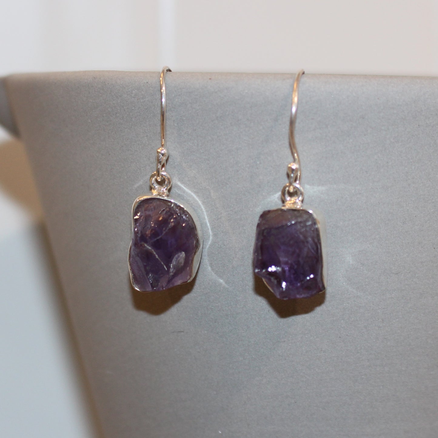 Amethyst natural cut drop earrings