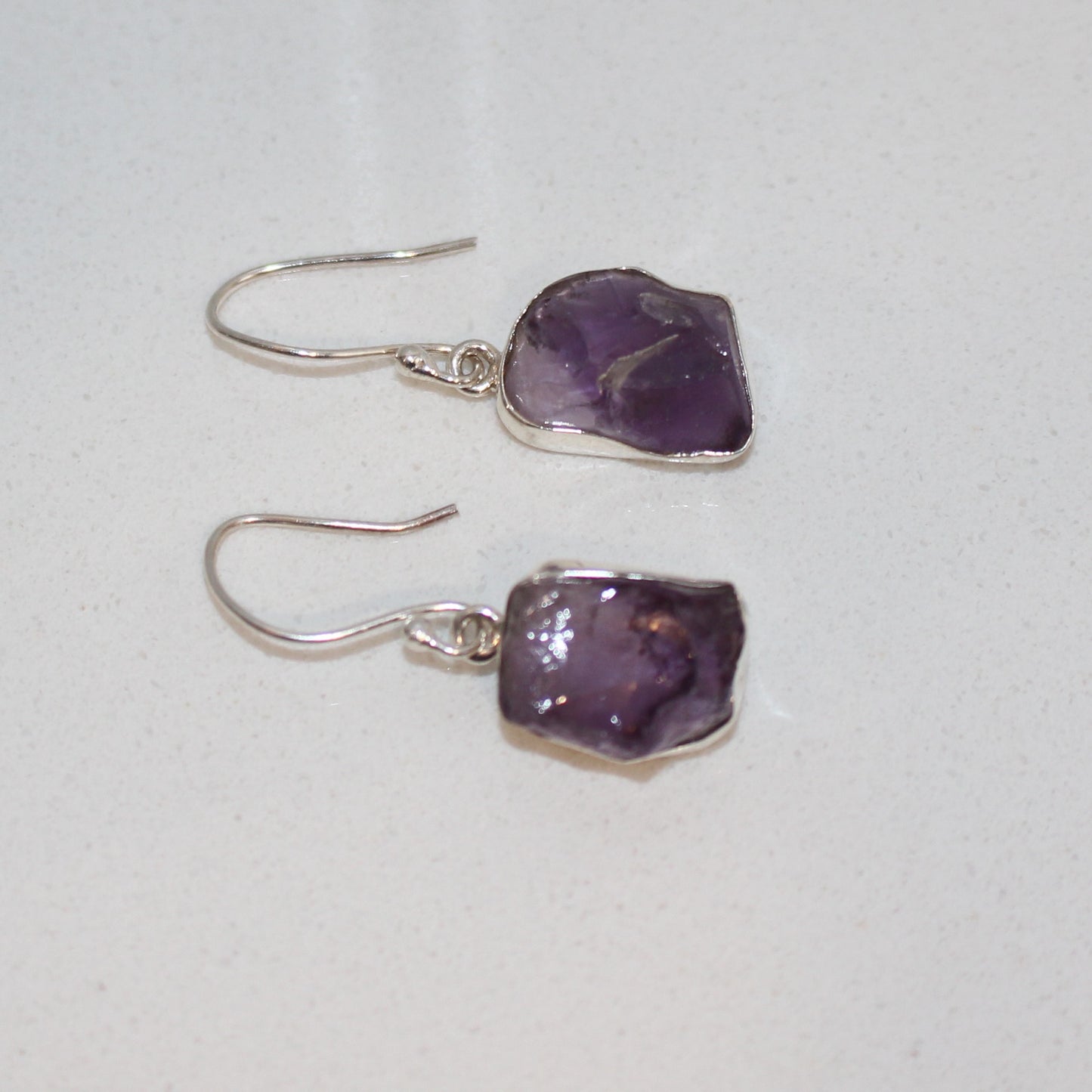 Amethyst natural cut drop earrings