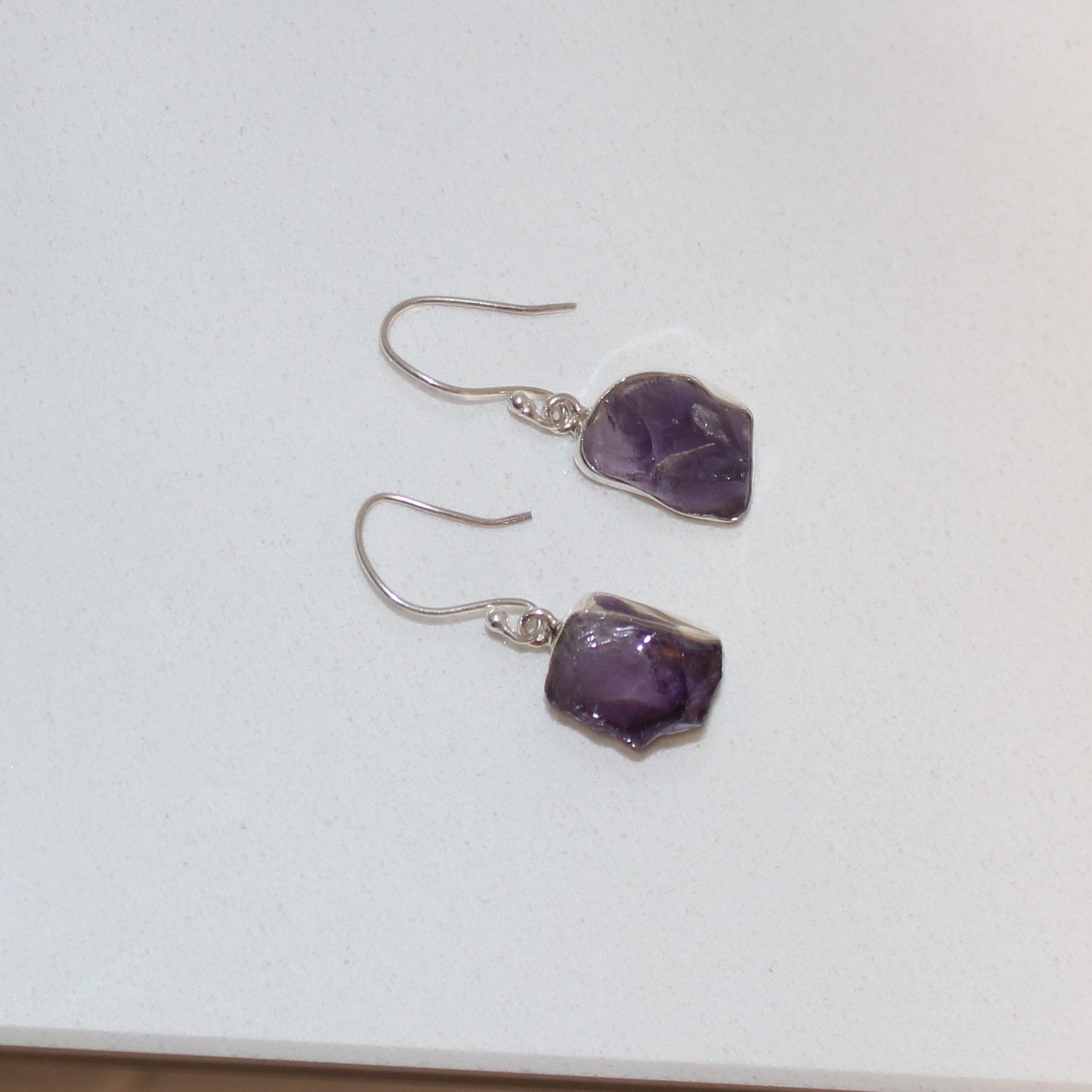Amethyst natural cut drop earrings