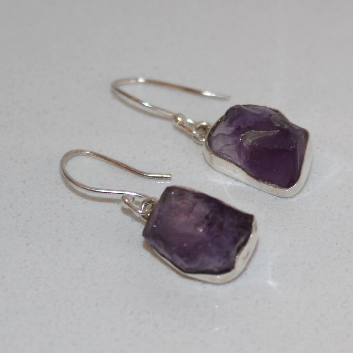 Amethyst natural cut drop earrings