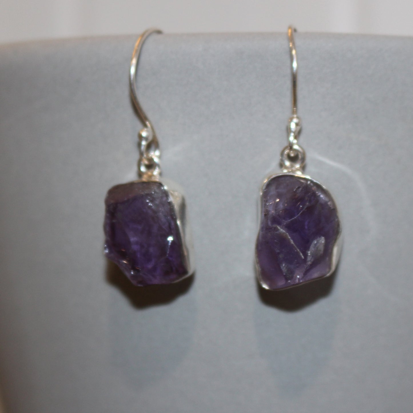 Amethyst natural cut drop earrings