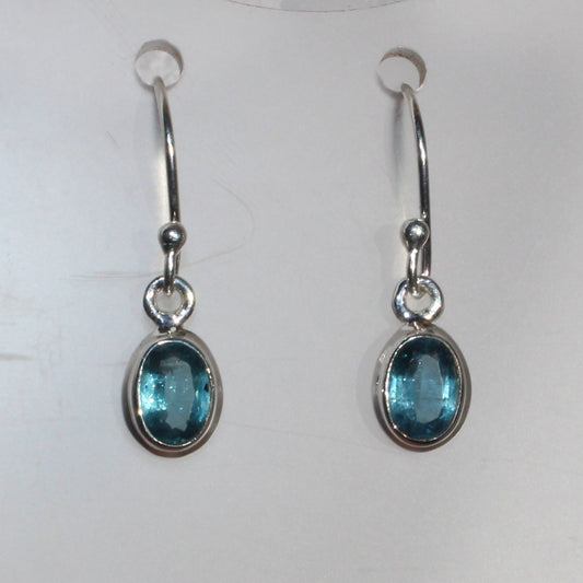 Kyanite faceted sterling drop earrings