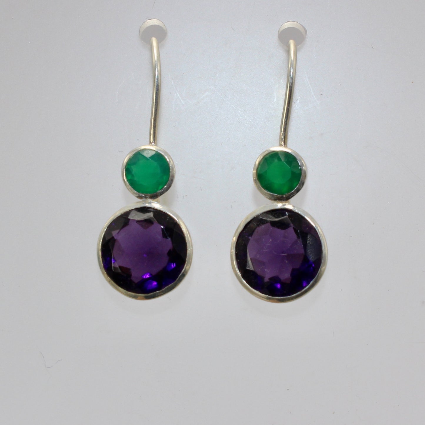 Amethyst faceted sterling silver drops 10mm x 8mm
