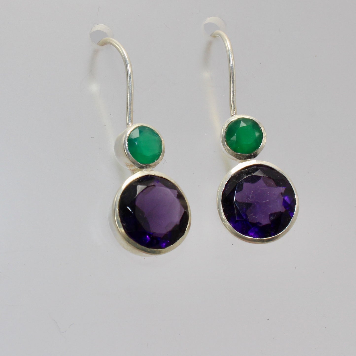 Amethyst faceted sterling silver drops 10mm x 8mm