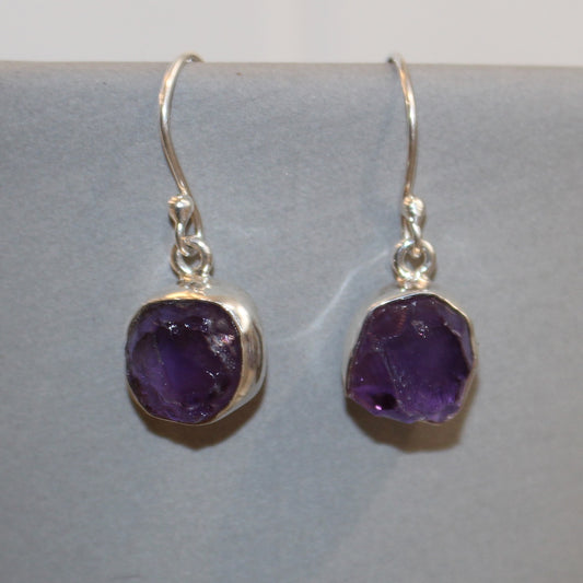 Amethyst drop earrings sterling silver