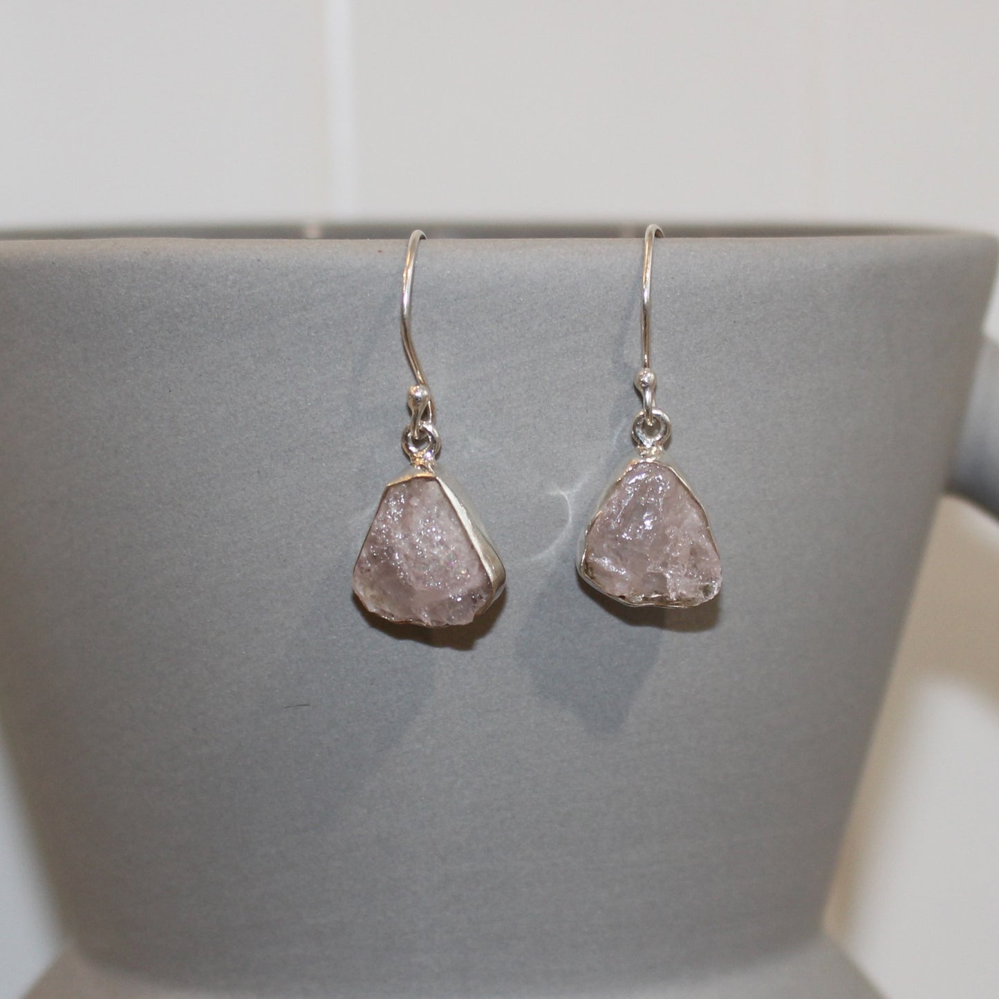 Rose Quartz rough cut earrings