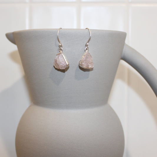 Rose Quartz rough cut earrings