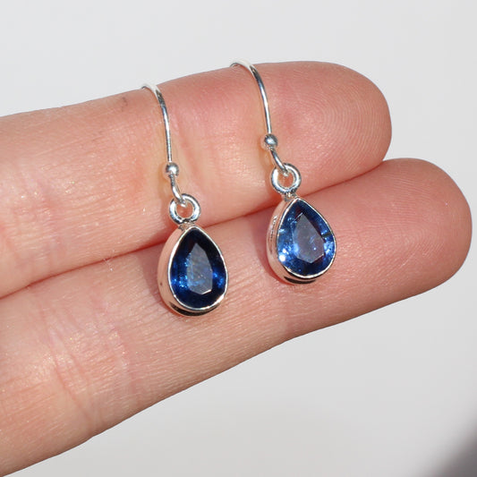 Kyanite faceted sterling drop earrings