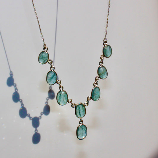 Aqua kyanite sterling silver necklace