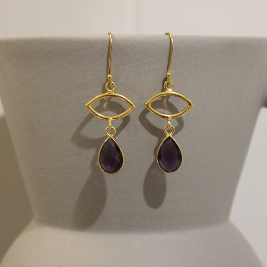 Gold filled amethyst drop earrings
