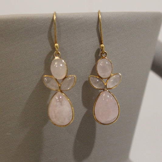 Gold filled rose quartz drop earrings