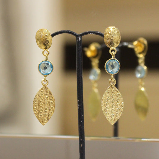 Gold filled blue topaz drop earrings