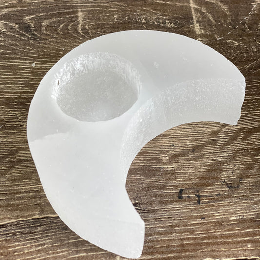 Selenite Moon Candle Holder
