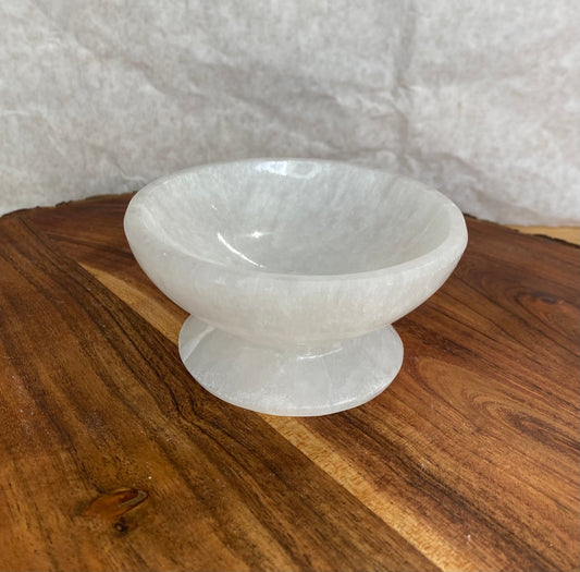 Selenite bowl with stand