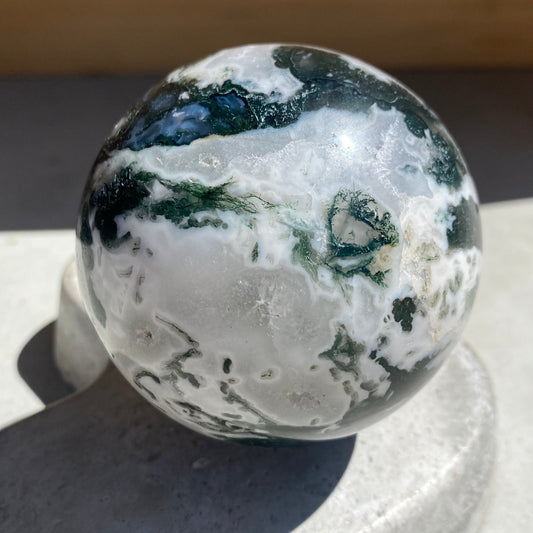 Moss agate sphere